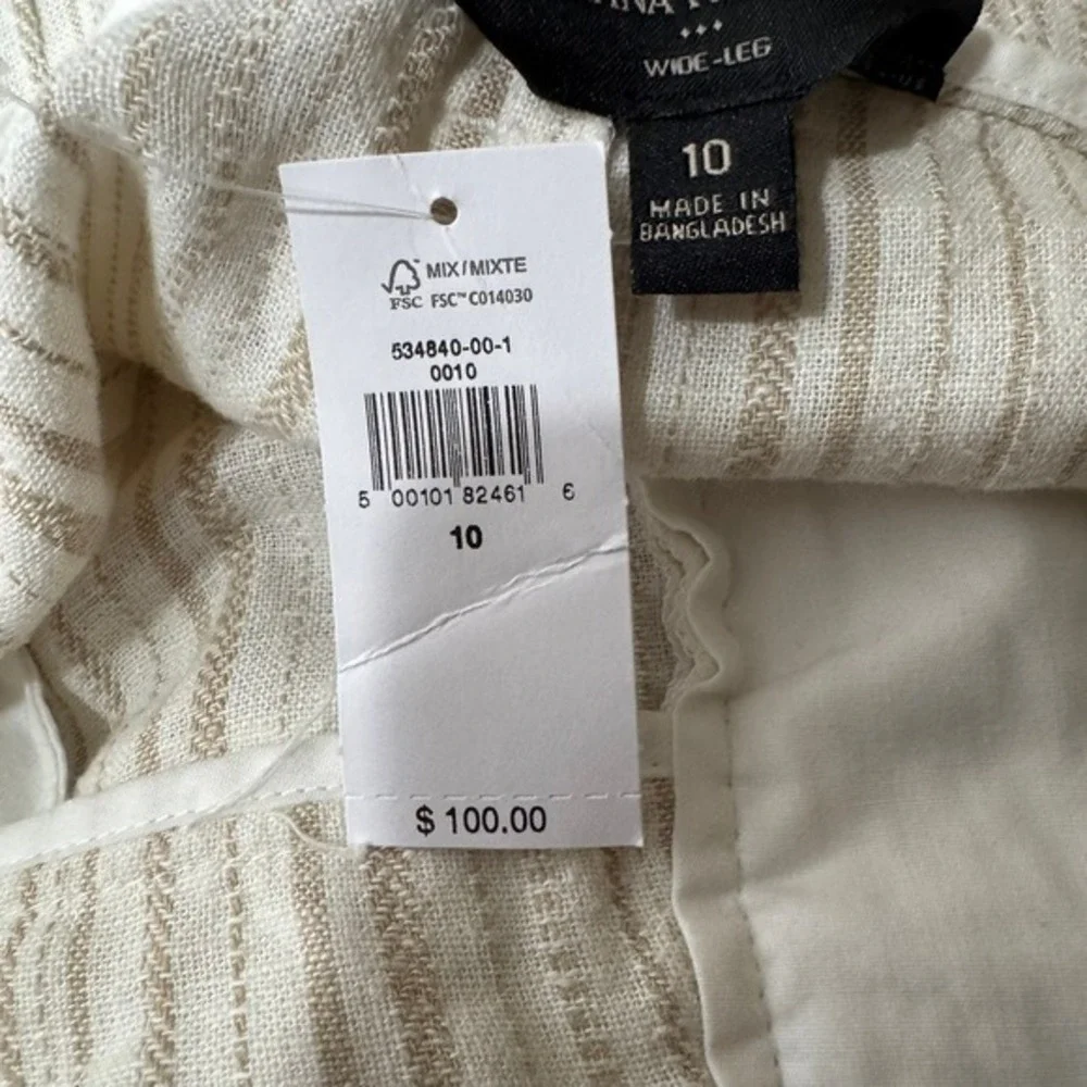 Banana‎ Republic Linen-Blend Striped Paperbag Pant Size 10 NWT